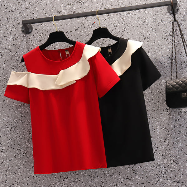 Plus Size Frills Off Shoulder Top