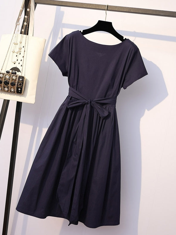 Violet Waist Tie S/S Midi Dress