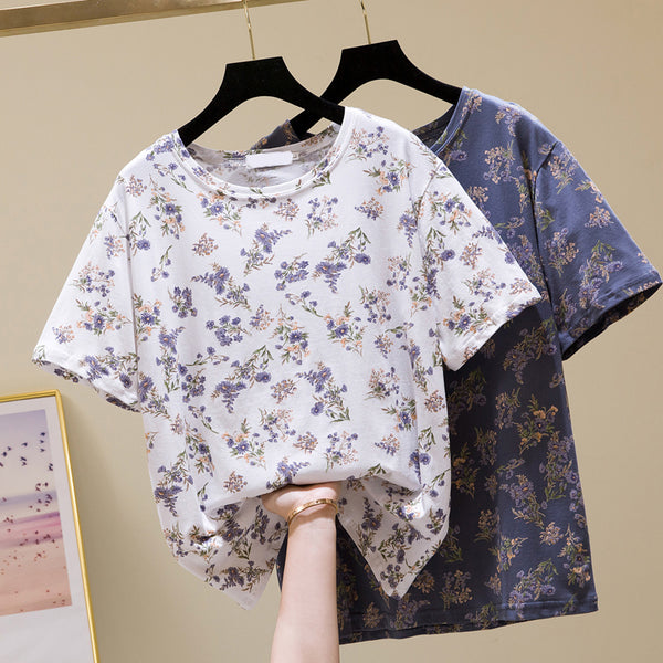Plus Size Floral Print T Shirt Top
