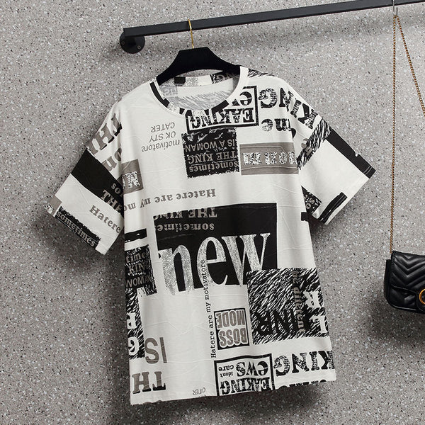 Plus Size News Media Short Sleeve T Shirt Top