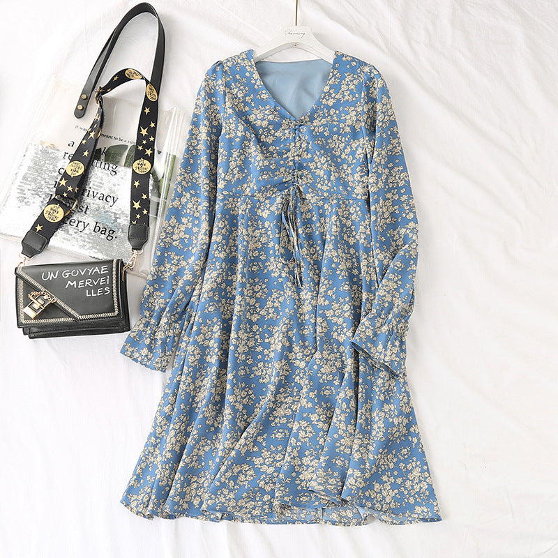 Kirke Plus Size Floral V Neck Long Sleeve Dress