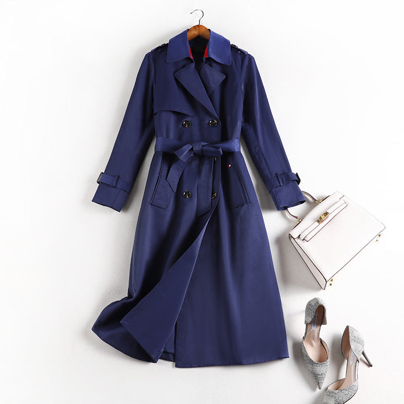 Kennera Plus Size Blue Windbreaker Trench Coat