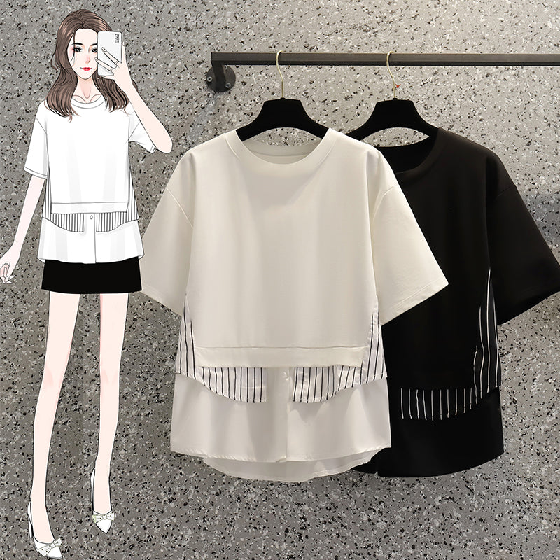 Plus Size Stripe Layer Top