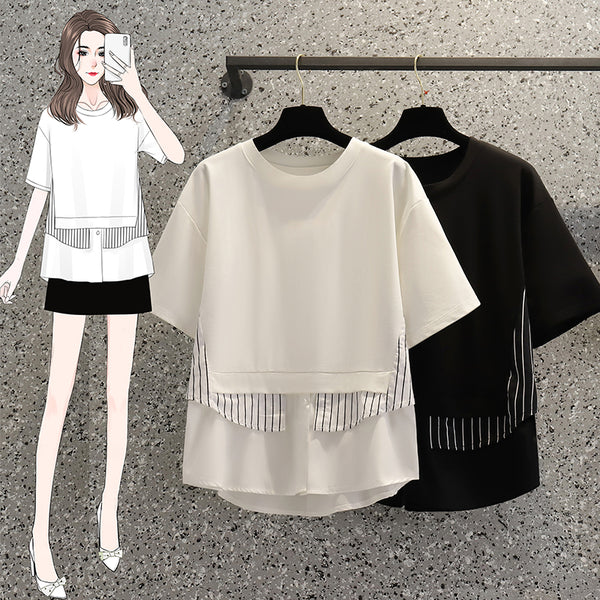Plus Size Stripe Layer Top