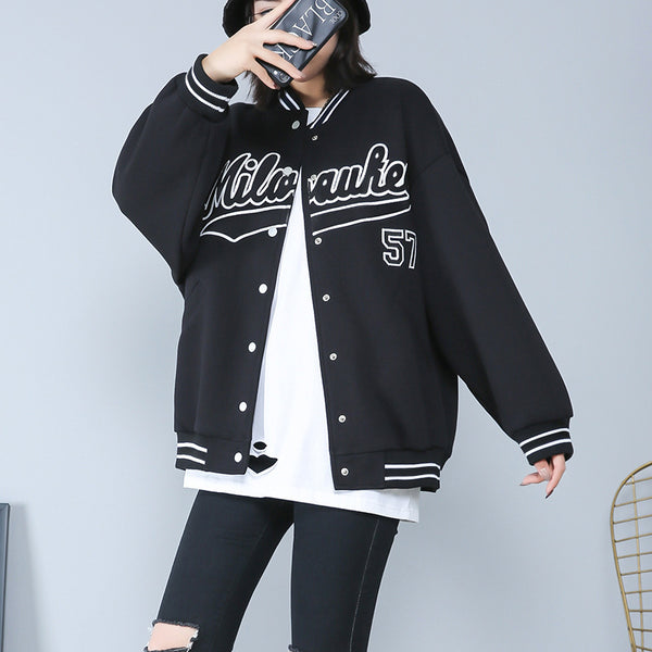 Plus Size Baseball Jacket