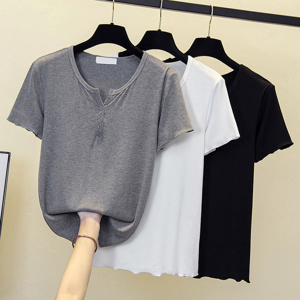 Plus Size Notch Neck Tee