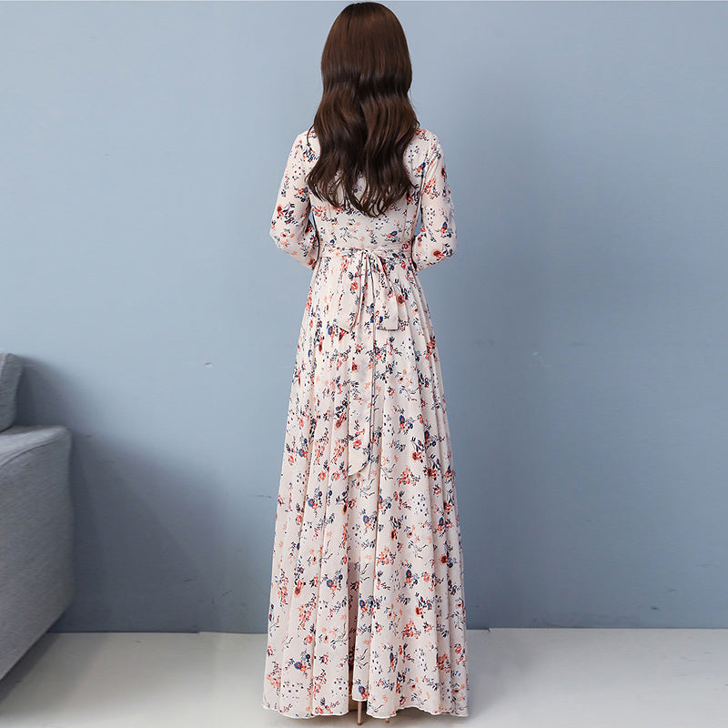 Plus Size Chiffon Floral Print Long Sleeve Maxi Dress Pluspreorder Plus Size Chiffon Floral Print Long Sleeve Maxi Dress Pluspreorder