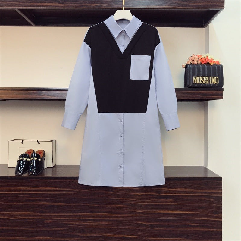 Plus Size Contrast Color Dress