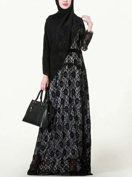 (M-6XL) Kiku Plus Size Lace Muslimah Formal Dress