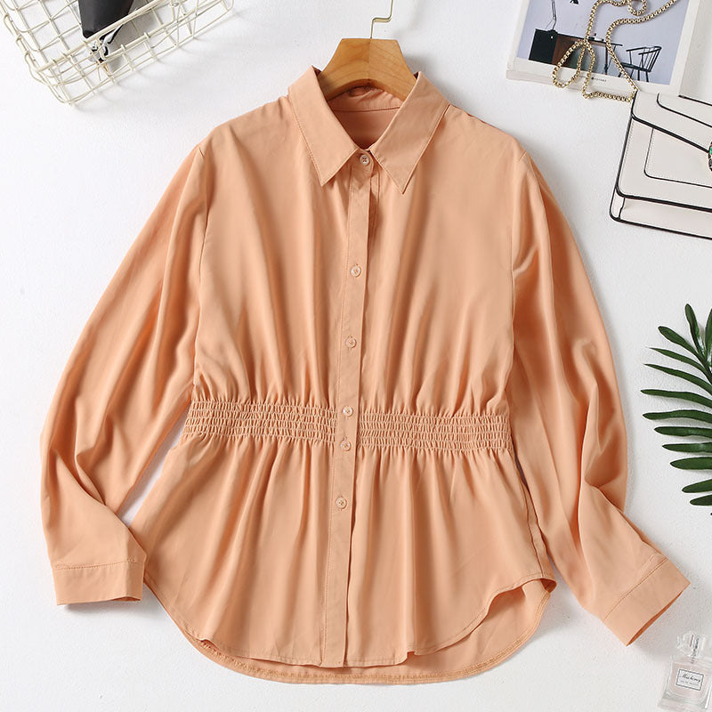 Kiara Plus Size Khaki Peplum Long Sleeve Top