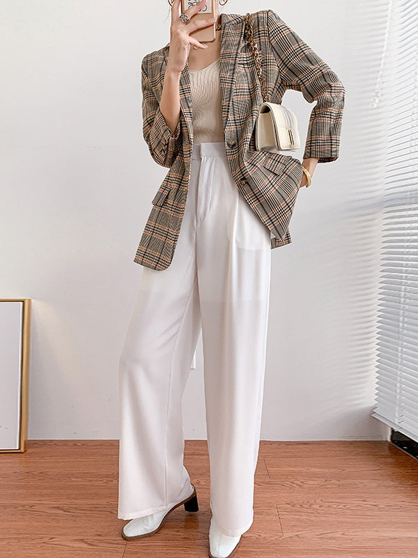 Kaylah Plus Size Brown Checked Blazer