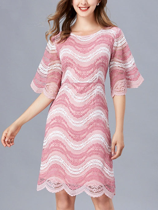 Kaegan Plus Size Pink Lace Pencil Dress