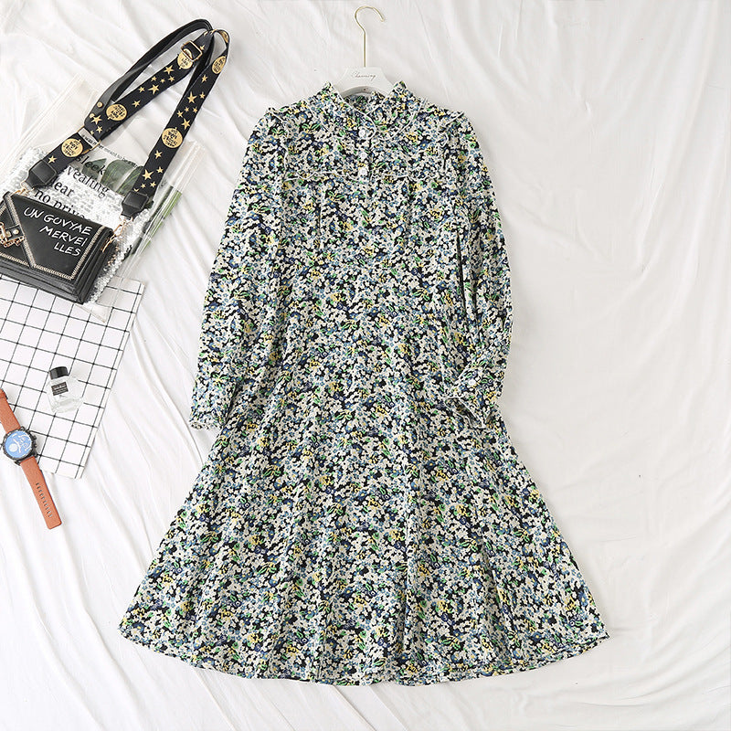 Kirstyn Plus Size Frills High Neck Floral Long Sleeve Dress