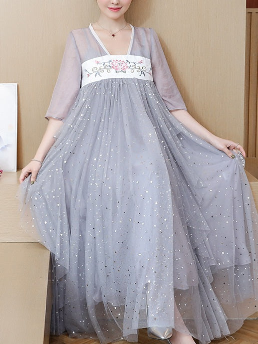 Lesa Plus Size Oriental Hanbok Occasion Midi Dress