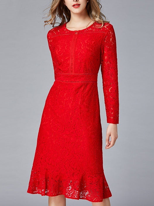Mhairi Red Lace Dress