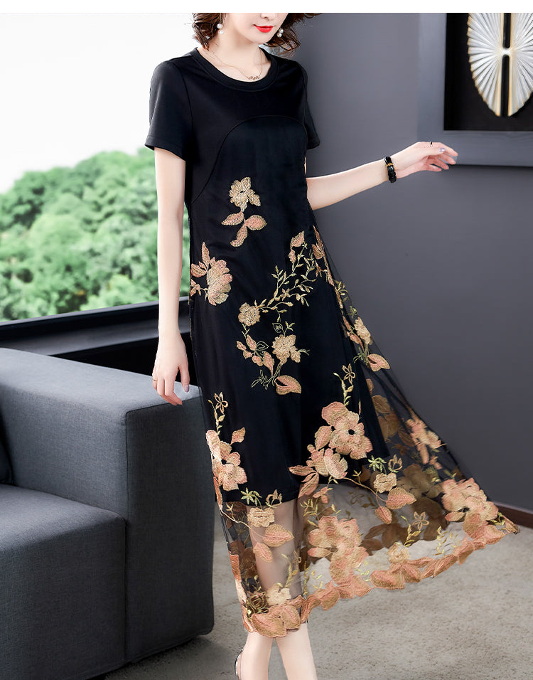 Plus Size Floral Embroidered Oriental Short Sleeve Midi Dress Pluspreorder Plus Size Floral Embroidered Oriental Short Sleeve Midi Dress Pluspreorder