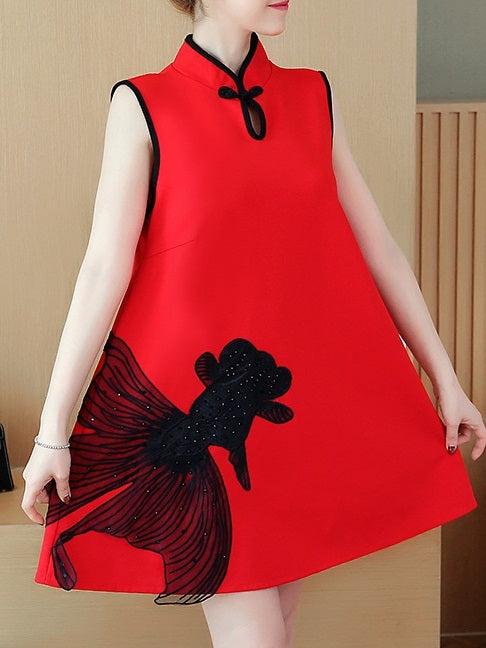 Marya (Bust 92-117CM) Sleeveless Plus Size Cheongsam Qipao Dress