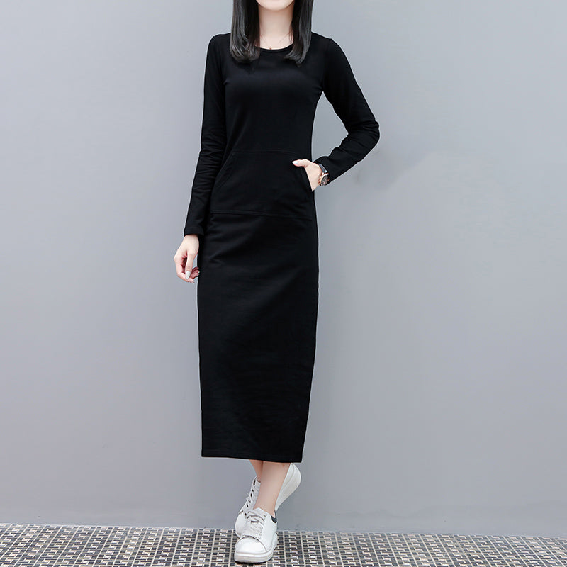 (Special Price) Kymmy Plus Size Black Long Sleeve Midi Dress