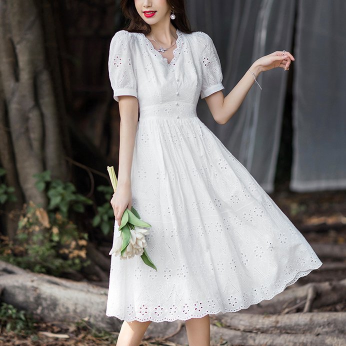Cute Korean Party Dress Floral Chiffon Midi Dress Korean Fashion For Women, Elegant Chic Morus Alba Cute Korean Party Dress Floral Chiffon Midi Dress Korean Fashion For Women, Elegant Chic Morus Alba