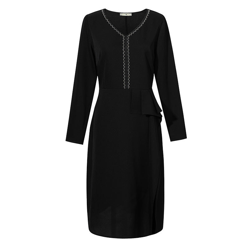 Plus Size Formal Work Peplum Long Sleeve Dress – Pluspreorder