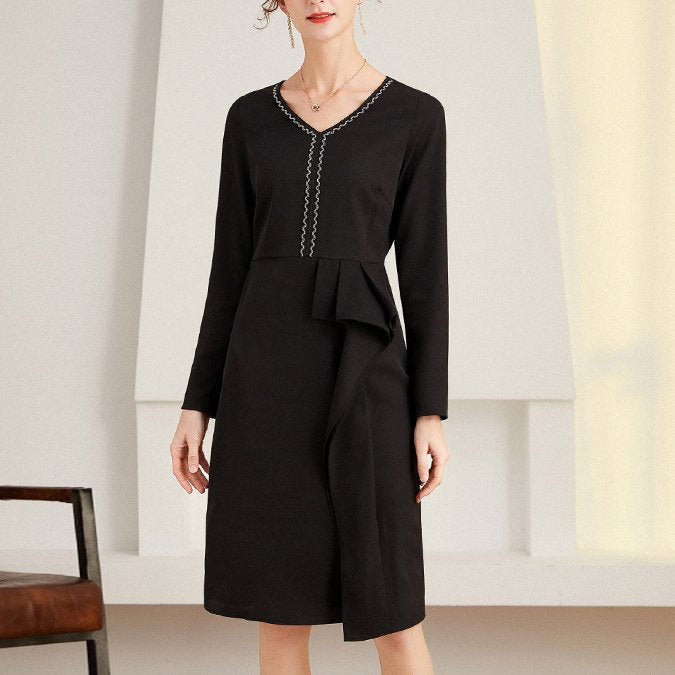 Plus Size Formal Work Peplum Long Sleeve Dress  Pluspreorder
