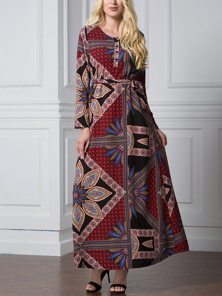 Moriah Tile Printed Maxi Abaya Dress