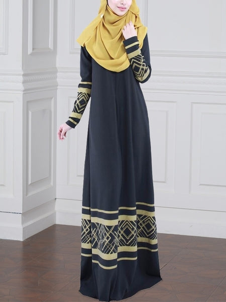 (XL-7XL) Gisel Gold Accent Maxi Dress