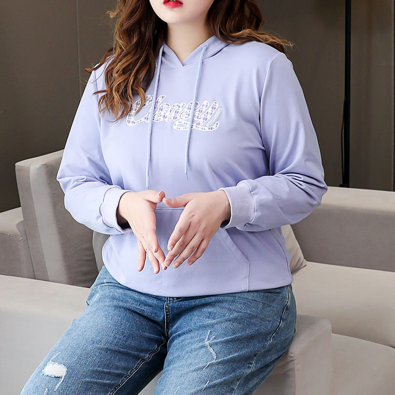 Kimmy Plus Size Purple Hoodie Long Sleeve Top