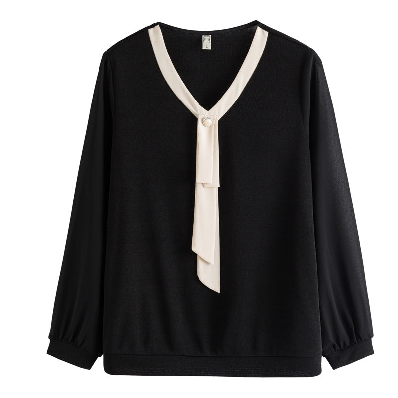 Plus Size Tie Long Sleeve Top