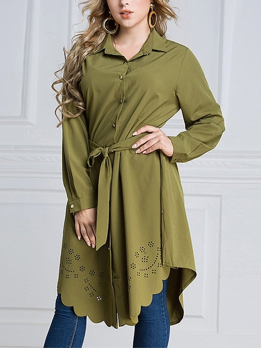 (M-6XL) Gisela Flora Cutouts Longer Back Shirt Tunic