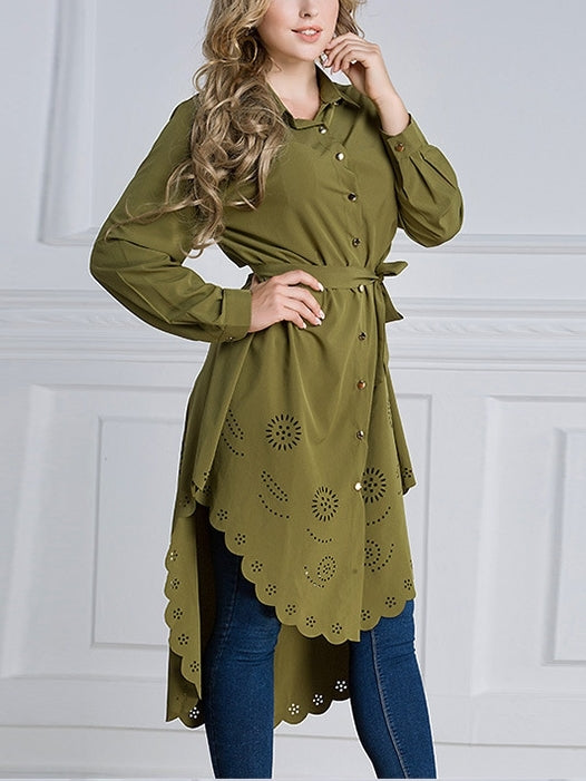 (M-6XL) Gisela Flora Cutouts Longer Back Shirt Tunic