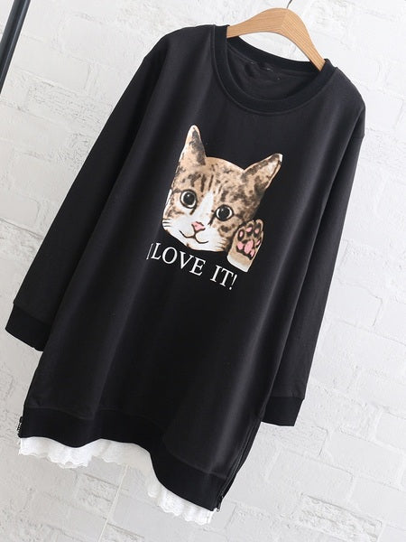 Malie Thick Fleece-inside Cat Sweater