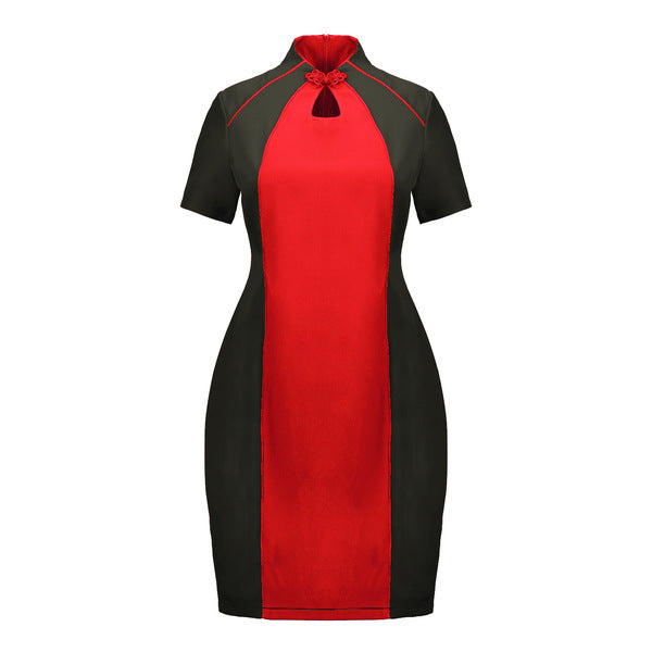 Milena Colourblock Plus Size Modern Cheongsam Qipao Short Sleeve Dress