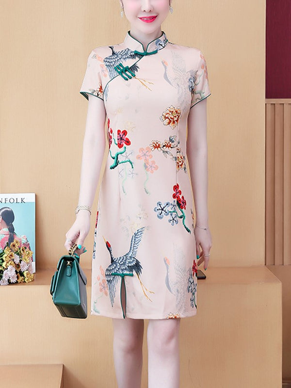 Plus Size Chinese Bird Cheongsam