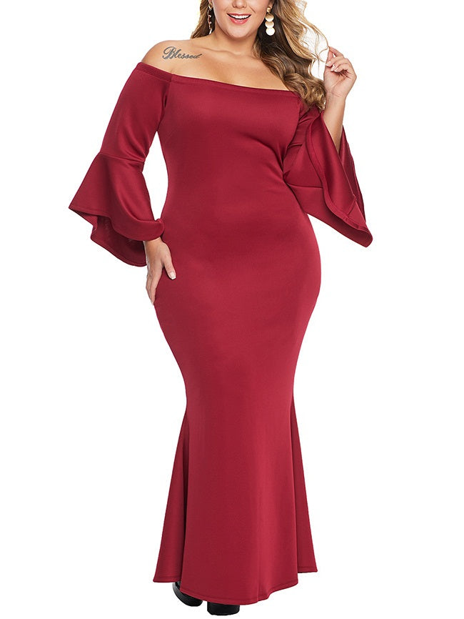 Sophia Plus Size Dinner Occasion Prom Dress Gown Simple Bodycon