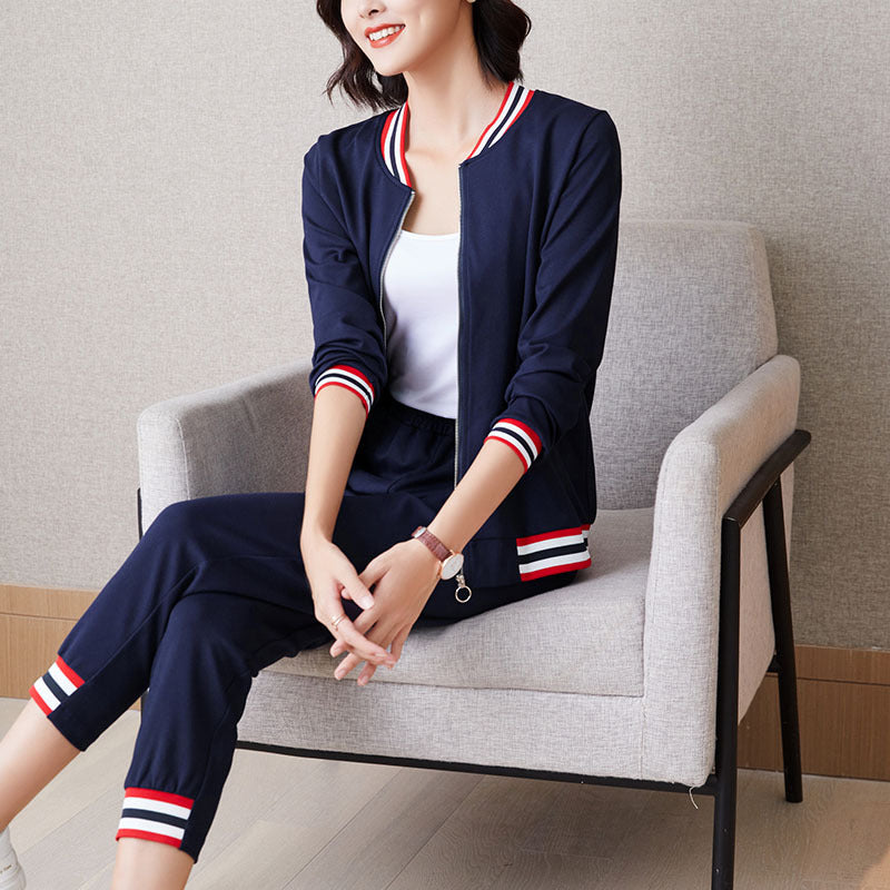 Kimonia Plus Size Baseball Jacket And Track Pants Set