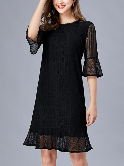 Kaeleigh Plus Size Mermaid Black Lace Dress