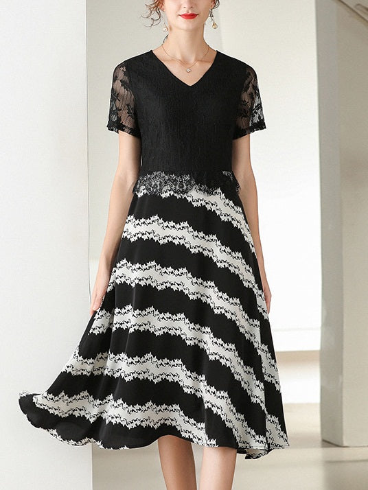 Jenna Plus Size Lace V Neck Midi Dress