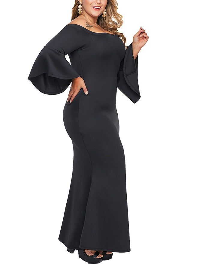 black long sleeve mermaid dress plus size Sophia Plus Size Dinner Occasion Prom Dress Gown Simple Bodycon Mermai –  Pluspreorder