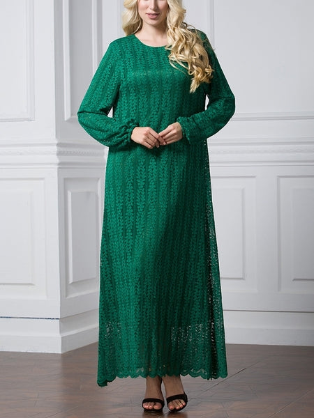 (L-7XL) Giovanna Lace Plus Size Abaya Long Sleeve L/s Maxi Dress