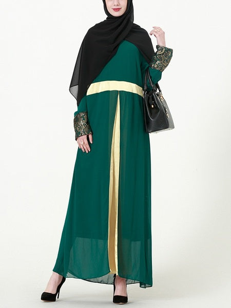 sachin and babi light blue dress Stylish Emerald Green Muslim Long Sleeve Dress 22072ZY main image 0