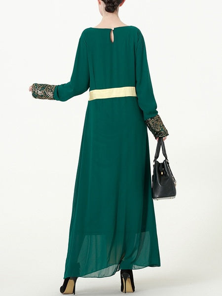 L-7XL) Kim Kima Plus Size Gold Abaya Formal Muslim Dress  Pluspreorder