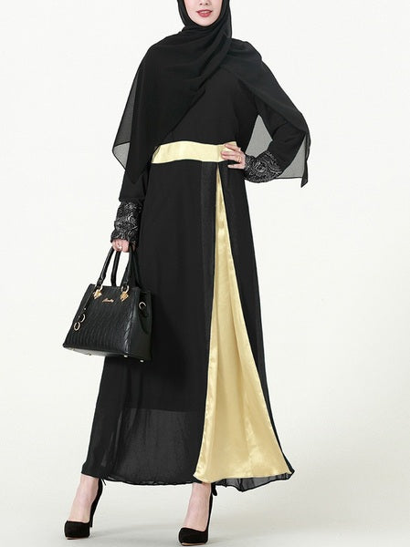 Plus Size Gold Abaya Formal Muslim Dress