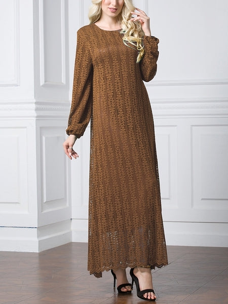 (3 Colour) (L-7XL) Giovanna Lace Plus Size Abaya Long Sleeve L/s Maxi Dress