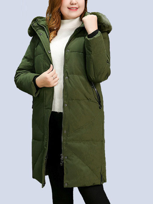 (Bust up to 174 CM) (L - 13XL) Starlin Plus Size Women's Winter Jacket Coat Fur Hoody Padded Over The Knee Long Winter Jacket (Black, Grey, Green, Black) (EXTRA EXTRA BIG SIZE)
