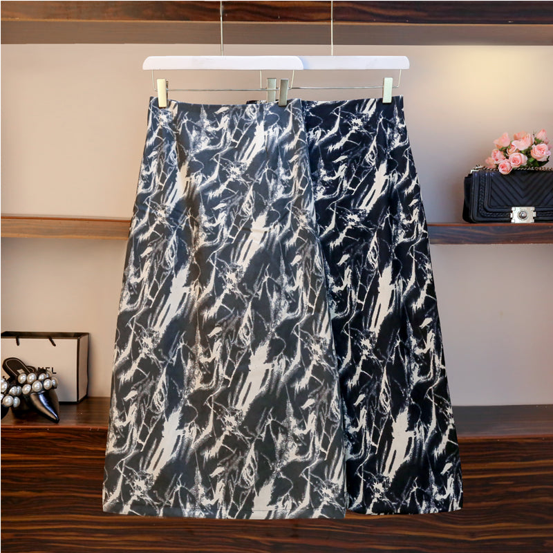 Larina Plus Size Korean Tie Dye Midi Skirt
