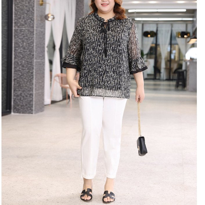 black and white chiffon top