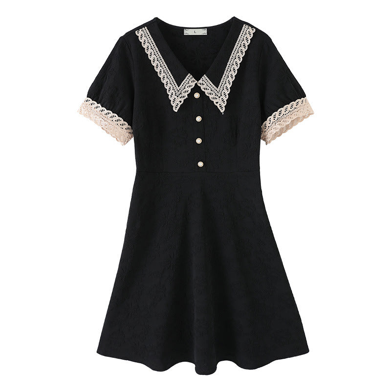 Plus Size Lace Crochet Short Sleeve Shirt Dress