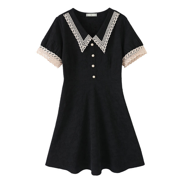 Plus Size Lace Crochet Short Sleeve Shirt Dress