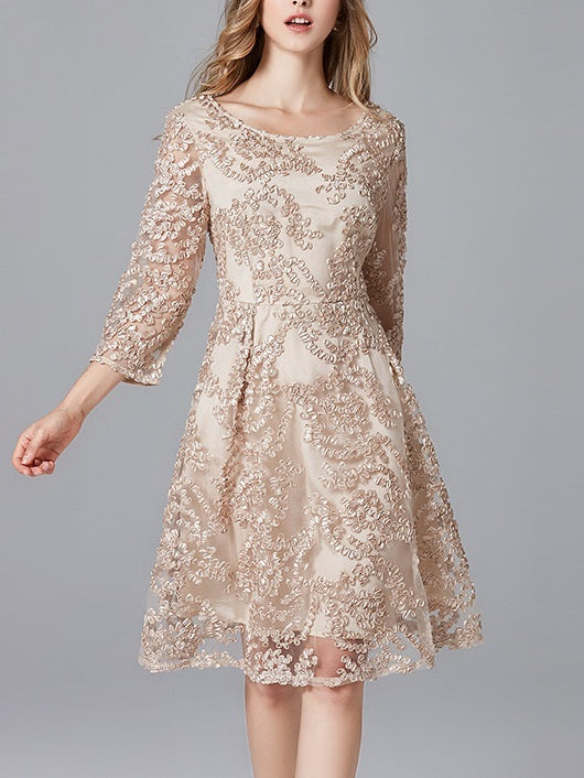 Mafalda Gold Embroidery Flounce Dress